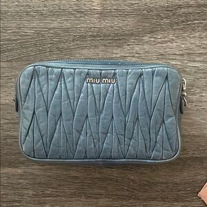 Miu Miu Blue Quilted cross body mini bag